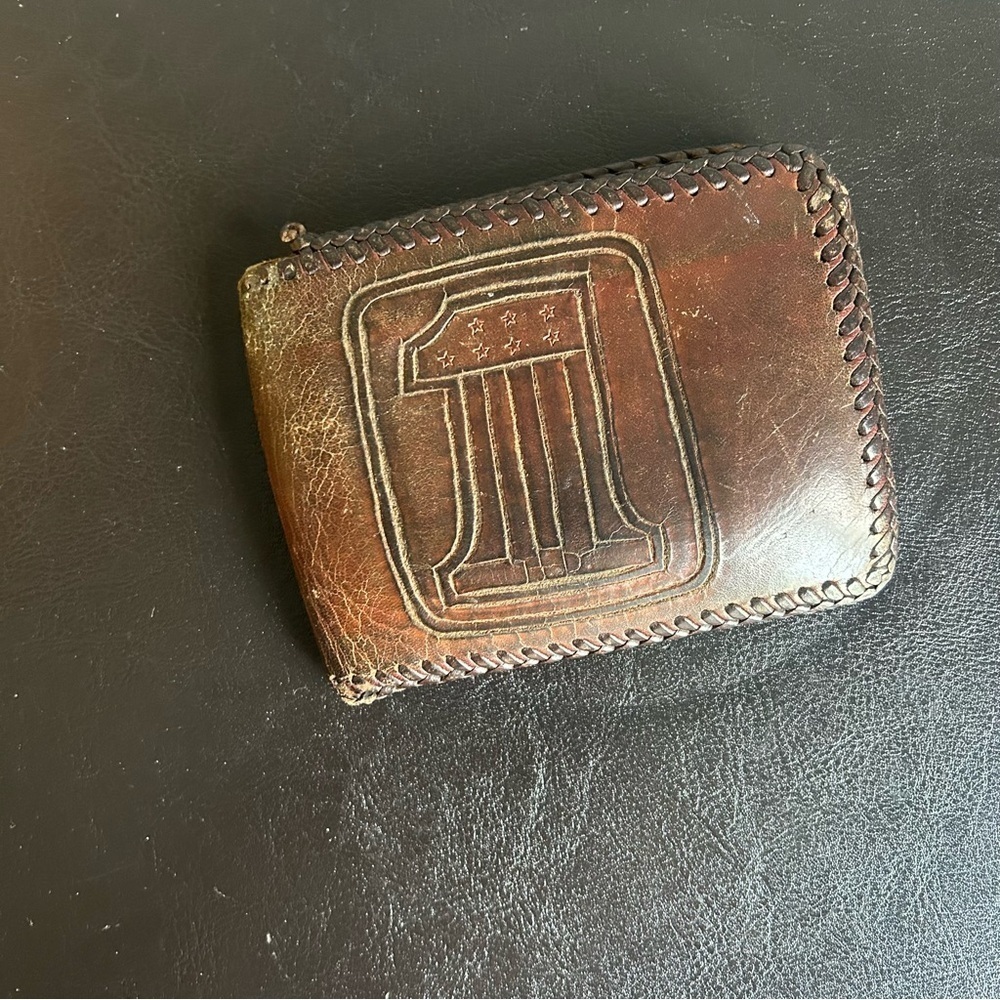 Brown Tooled Leather Handmade Bi-fold Wallet